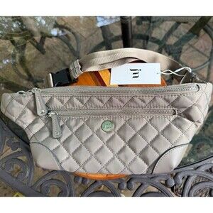JM Collection Quilted Fanny Pack Taupe NWT Belt Bag Waist Crossbody